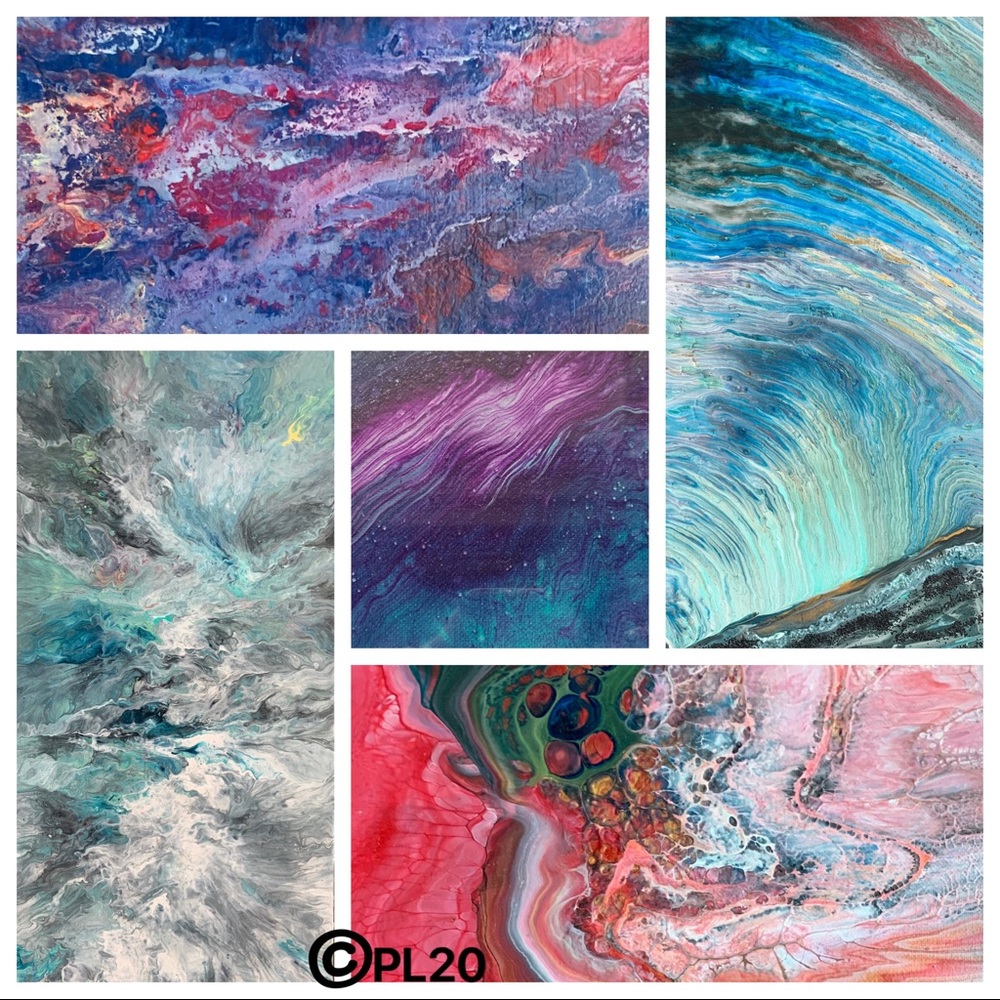 Poured acrylic paintings
